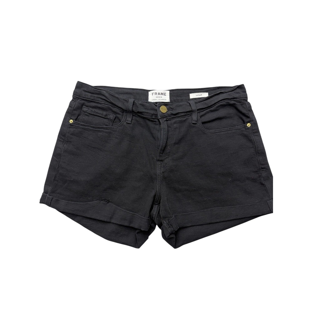 FRAME Le Cutoff Denim Shorts Womens 28 Black Cuffed Five Pocket Casual Summer